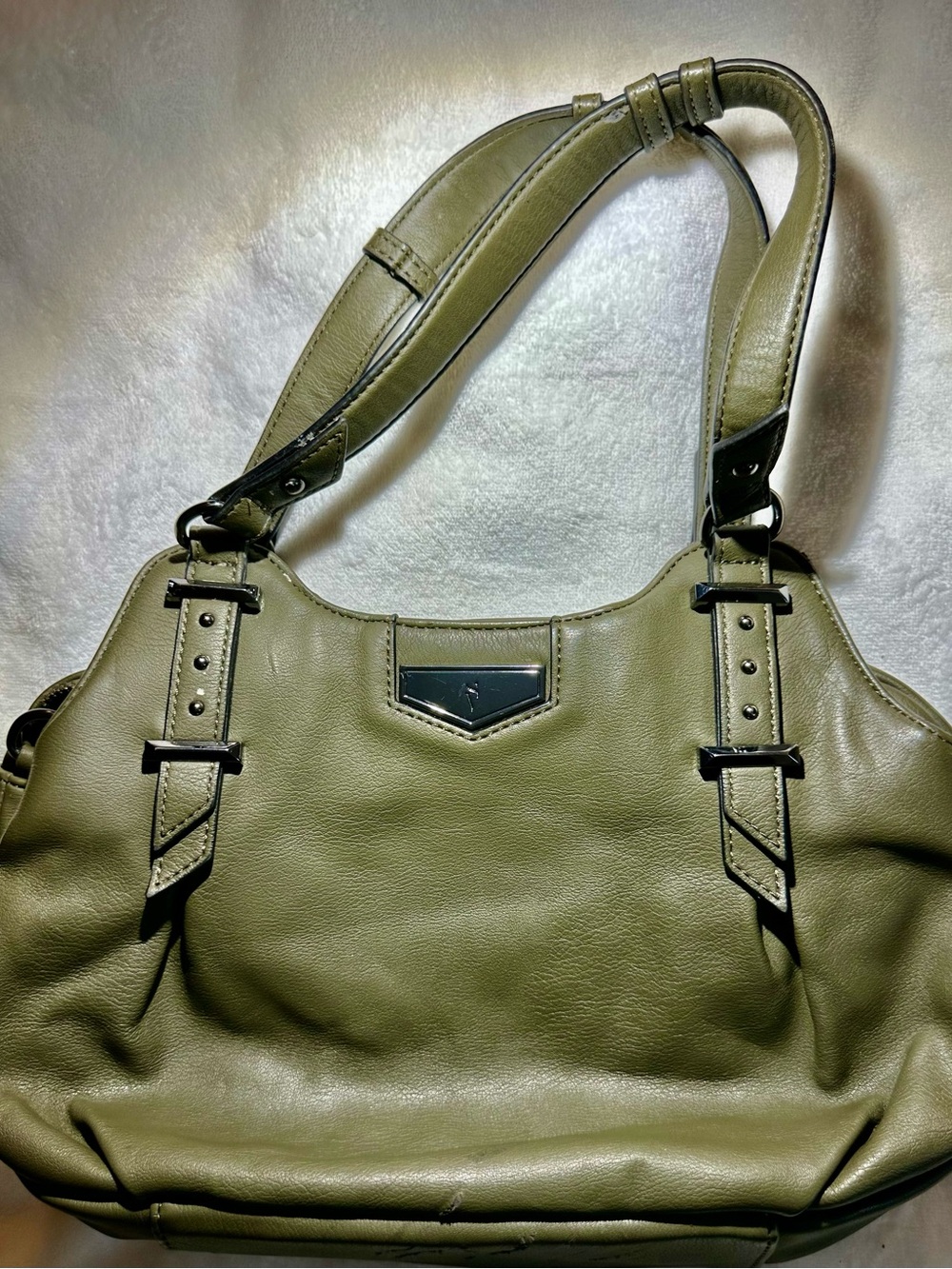 Simply Vera Vera Wang Olive Green Shoulder Bag with Buckle Accents